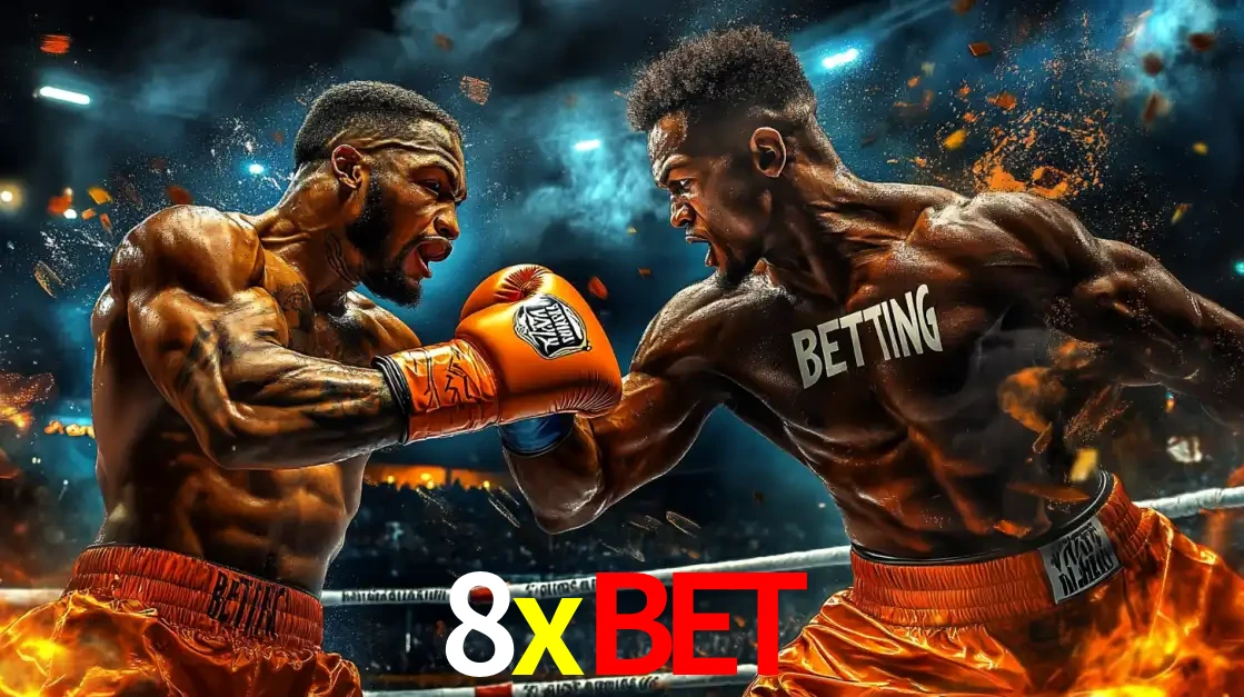 Dois boxeadores em uma luta intensa e explosiva, representando a adrenalina e as oportunidades de apostas em esportes de combate disponíveis na plataforma 8xbet.