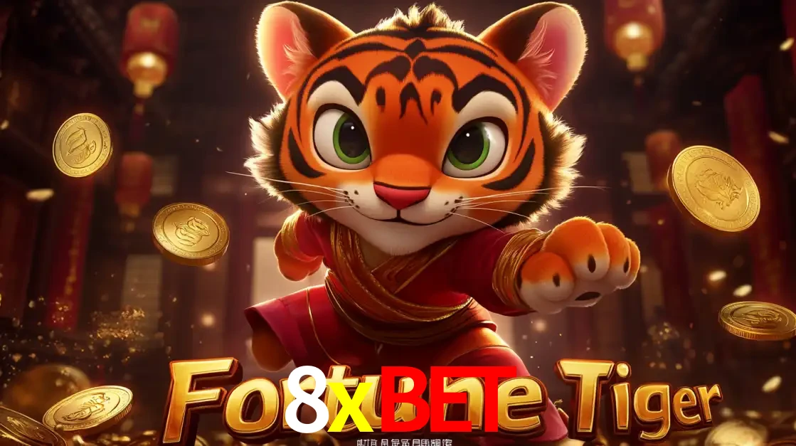 O carismático mascote do jogo de slot Fortune Tiger, um tigre fofo em pose de artes marciais, pronto para trazer sorte e multiplicadores de ganhos no cassino online 8xbet.